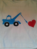 Heart tow truck Valentine's toddler t-shirt