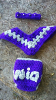 Crown, poncho newborn diaper set, purple