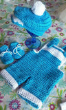 Coverall and newspaper boy hat set, crochet photography prop