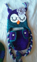 Owl newborn hat and diaper cover set