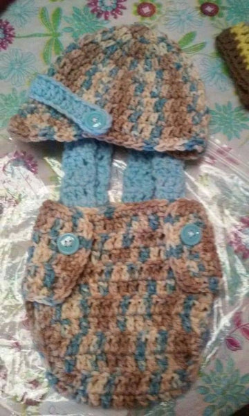 Baby boy light blue camouflage diaper set