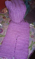 Newborn girl's bonnet and pants set, lilac