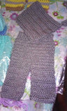 Newborn boy's bonnet and pants set, light grey