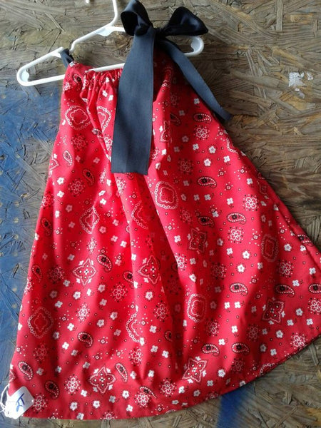 Red bandana print pillowcase dress