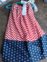 Red, white and blue, patriotic pillowcase dress