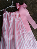Pink and white stripe pillowcase dress