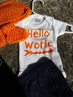 Hello World going home newborn outfit