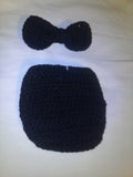 Bowtie newborn diaper set, crochet baby bowtie, black