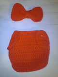 Bowtie newborn diaper set, crochet baby bowtie, red