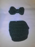 Bowtie baby set, diaper set, photography prop, hunter green