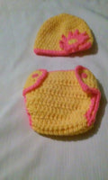 Daisy flower diaper set, crochet flower newborn photo prop