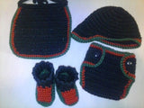Black, red, green newborn photography prop, diaper set