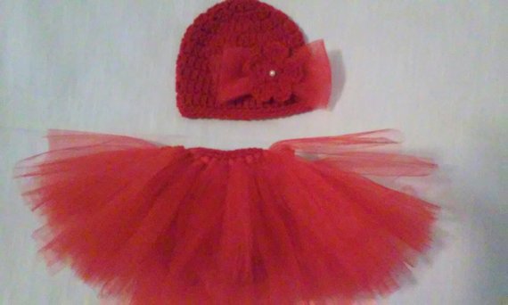 Red tutu crochet diaper set, newborn photography prop