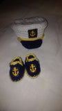 Captain hat and shoes, anchor hat, crochet