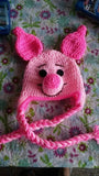 Piglet inspired crochet hat