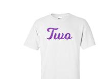 TWO purple glitter design birthday t-shirt
